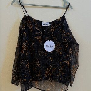 Line & Dot Black and Gold Sheer Blouse